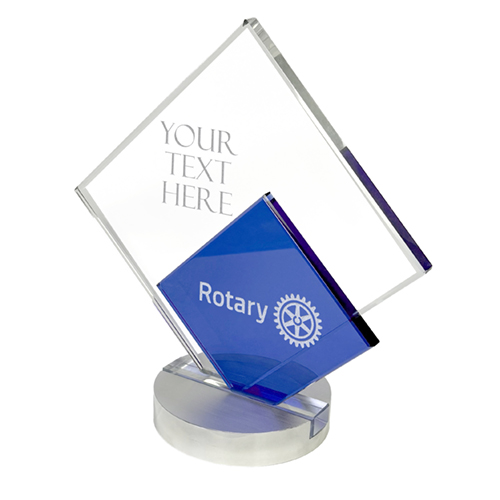 Custom Clear/Blue Crystal Diamond Award